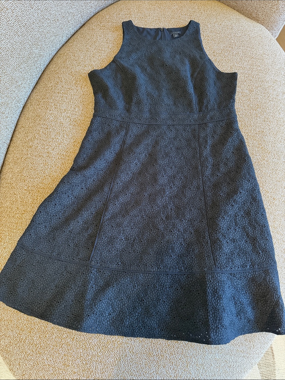 Ann Taylor Black Eyelet Sleeveless Midi Dress